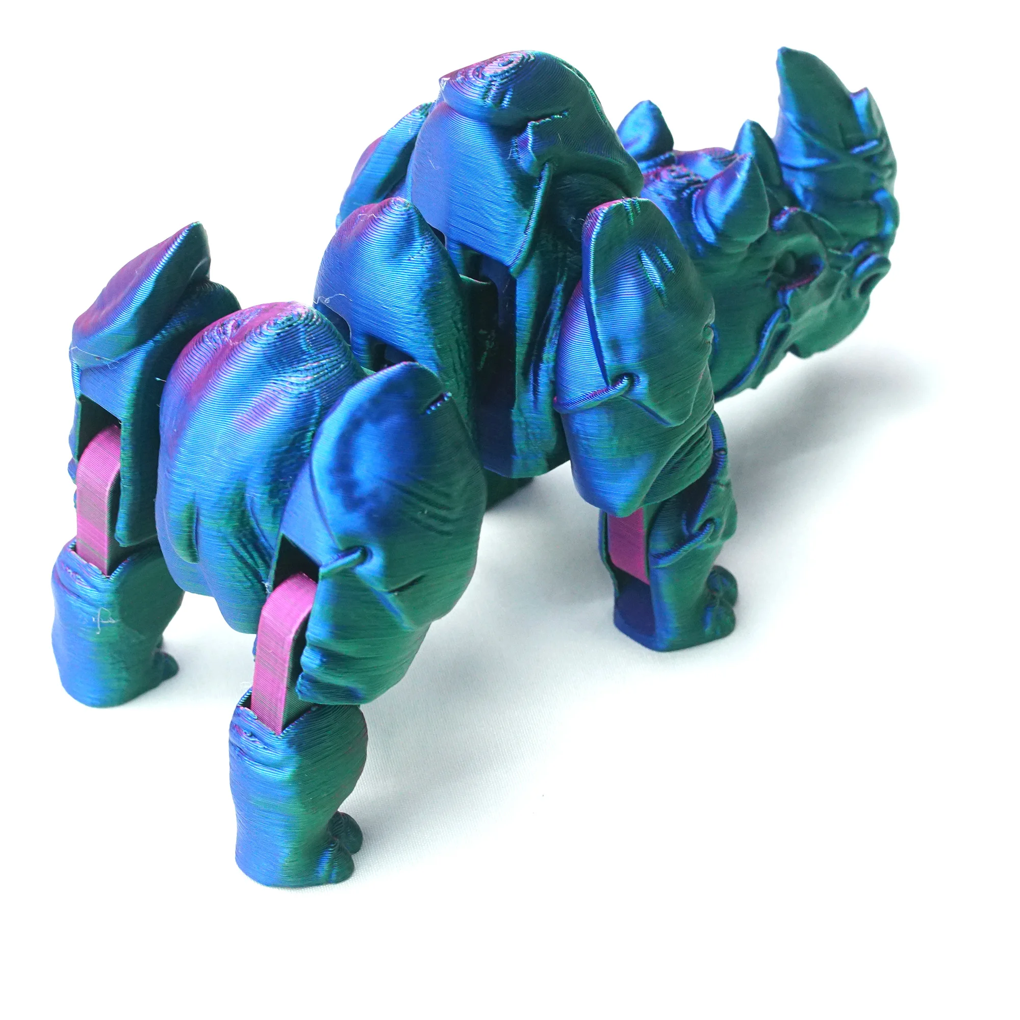 3D printed rhinoceros, animal toys, home, room, car decorations, desktop decorations, and free movement of joints