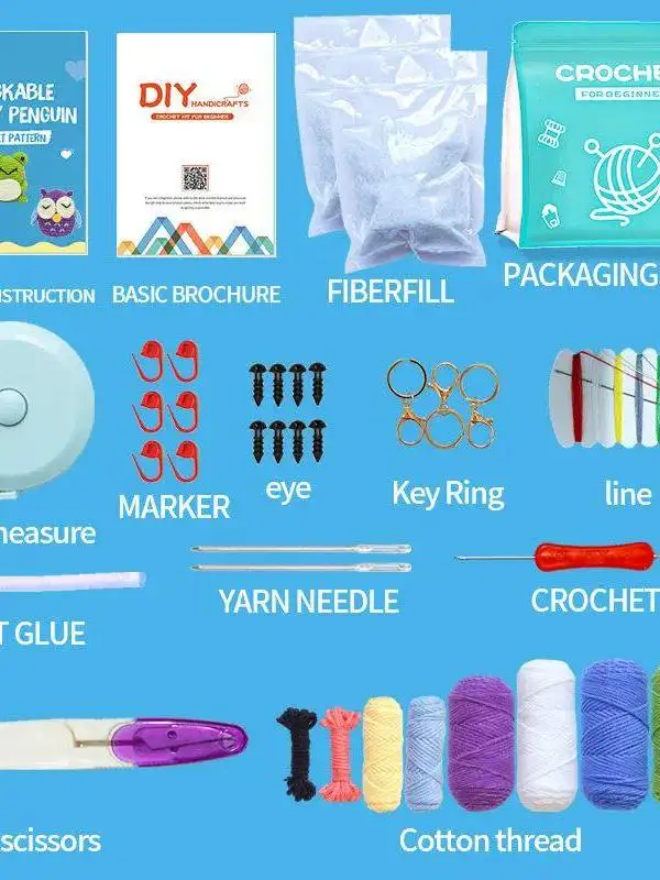 kit-de-crochet-complet-3-pieces-animaux-mignons-au-crochet-grenouille-hibou-pingouin-instructions-faciles-a-suivre-incluses-kit-de-bricolage