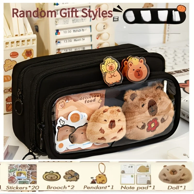 Picture 6: Multi-Layer Large Capacity Pencil Case, Detachable Transparent Layer，[10 Removable Layers] + 25pcs Set (Stickers, Pins, Etc