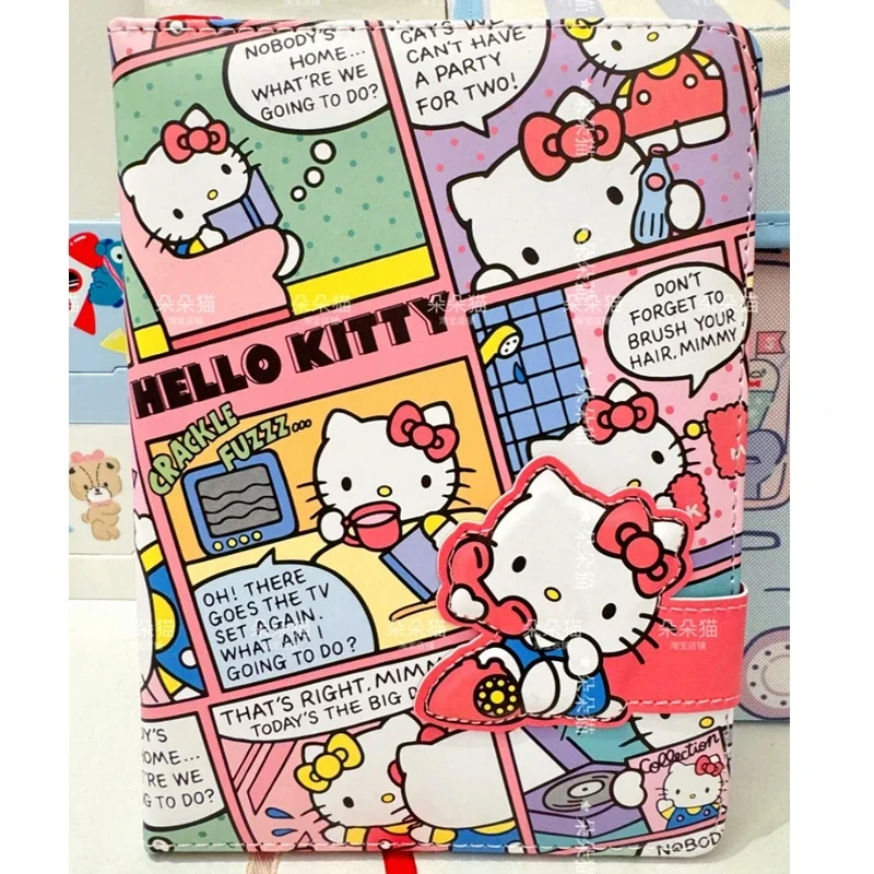 Cute Sanrio Hello Kitty Kuromi Cinnamorol Notebook Kawaii Color Page Diary Cartoon Notepad School Supplies Stationery Girls Gift