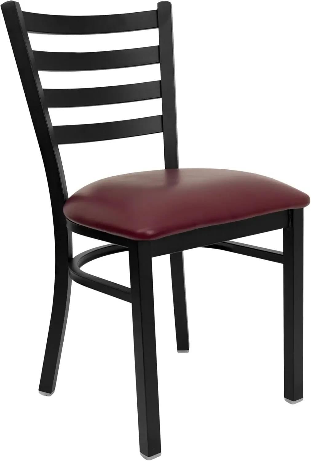 Flash Furniture 4 Pk. Black Ladder Back Metal Restaurant Chair - Burgundy Vinyl Seat