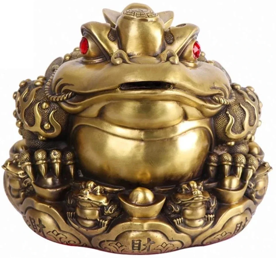 Feng Shui Money Toad|Frog, Lucky Money Toad Decorations,Ideal for Attracting Wealth, Feng Shui Decoration for Office, Home, Bedr