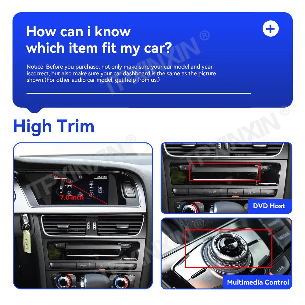 جهاز فك ترميز واجهة الوسائط المتعددة اللاسلكي Android Auto Apple CarPlay لأودي A4L 2016 مع نظام MMI 3G MMI 3G + ملحقات السيارة