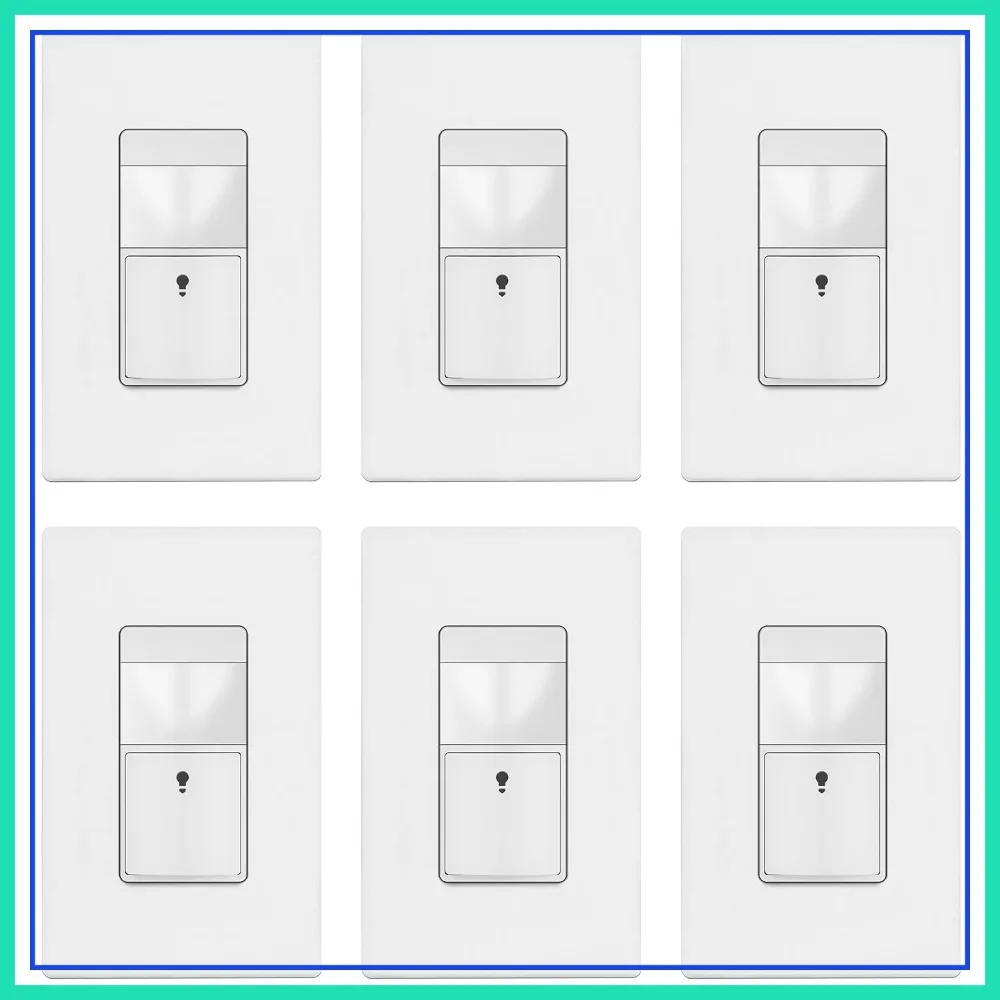 Motion Sensor Switch, PIR with Ambient Light, Occupancy & Vacancy, No Neutral, 150W LED, Single Pole, 6 Pack