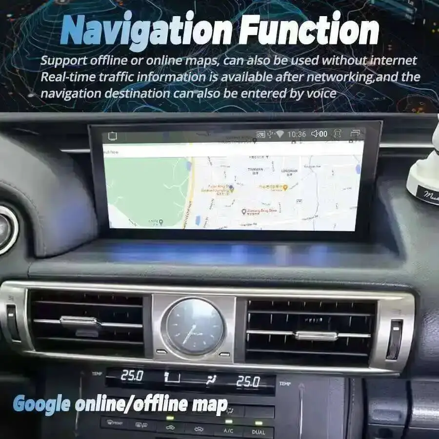 

Car Multimedia Player Radio Navigation Autoradio For Lexus IS RC 200 250 200t 300h 2013-2020 10.25inch Android 14 Screen Carplay