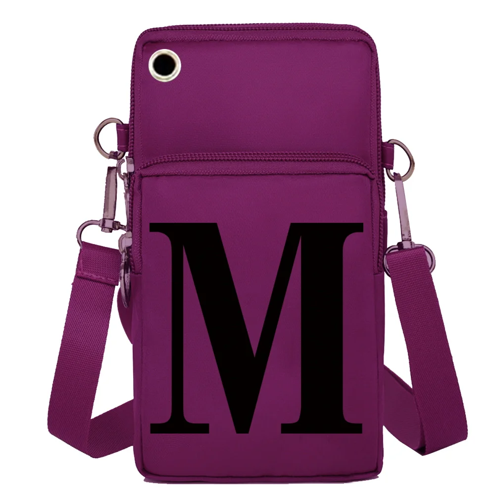 Waterproof Universal Mobile Phone Bag for Iphone/Huawei/Xiaomi/Samsung Black 26 Letter Series Cell Phone Case Women Wrist Pack