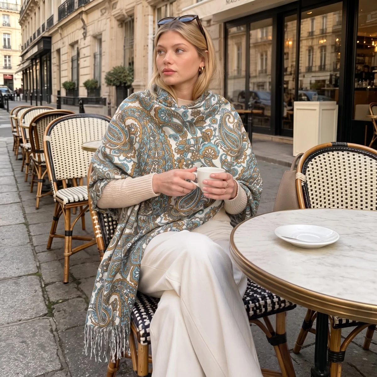 ผ้าพันคอพิมพ์ลาย ฮิญาบ ผ้าคลุม - Cashmere Pashmina Wrap บทวิจารณ์และราคา