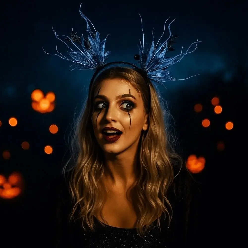 

Funny Halloween Hair Hoop Dark Butterfly Pearls Deer Antlers Branch Headband Ghost Hands Polyester Festival Hair Accessories