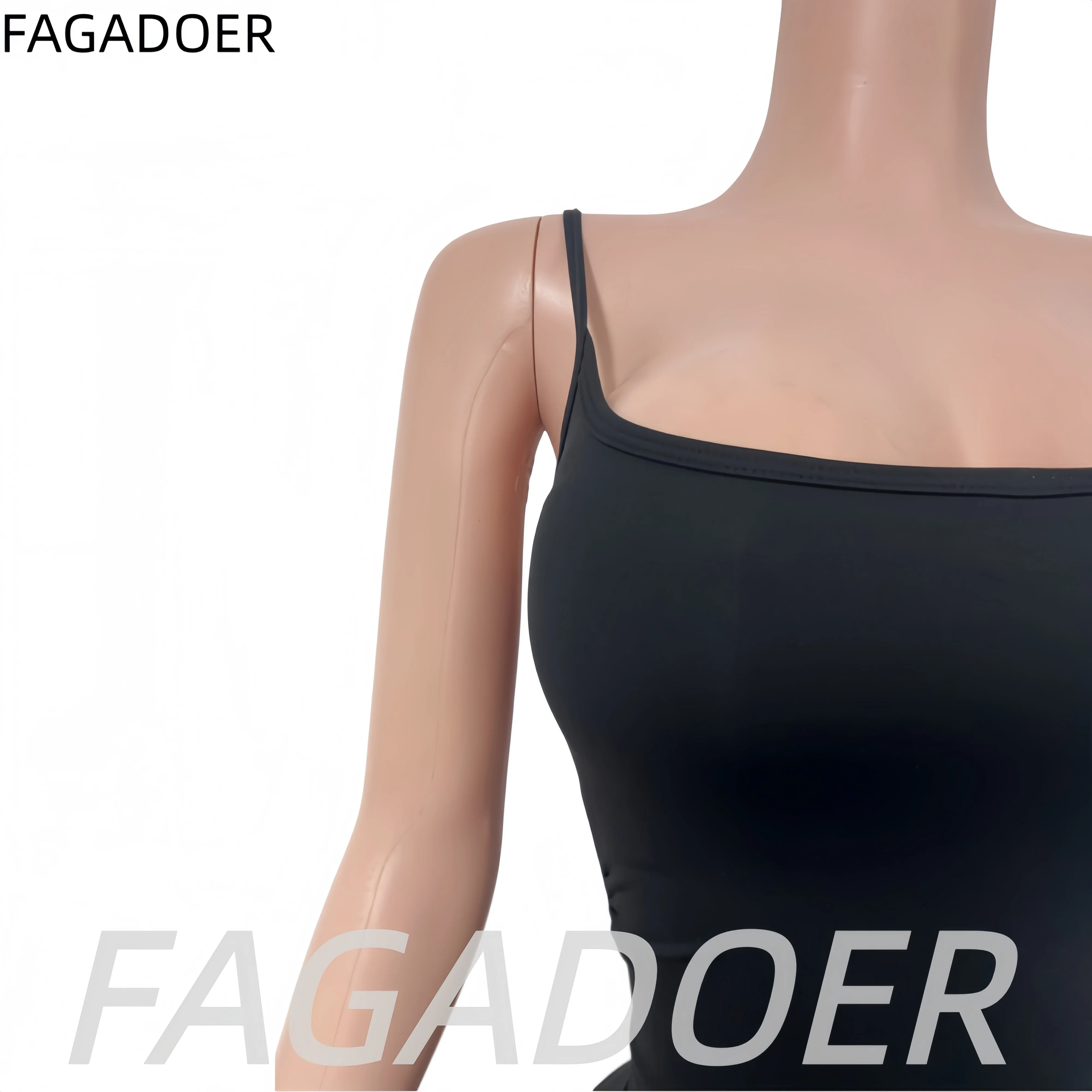 FAGADOER INS Trendy Women 2 Piece Set Spaghetti Strap Tank Top High Waist Capri Pants Bodycon Casual Sporty Streetwear Outfit - view 5