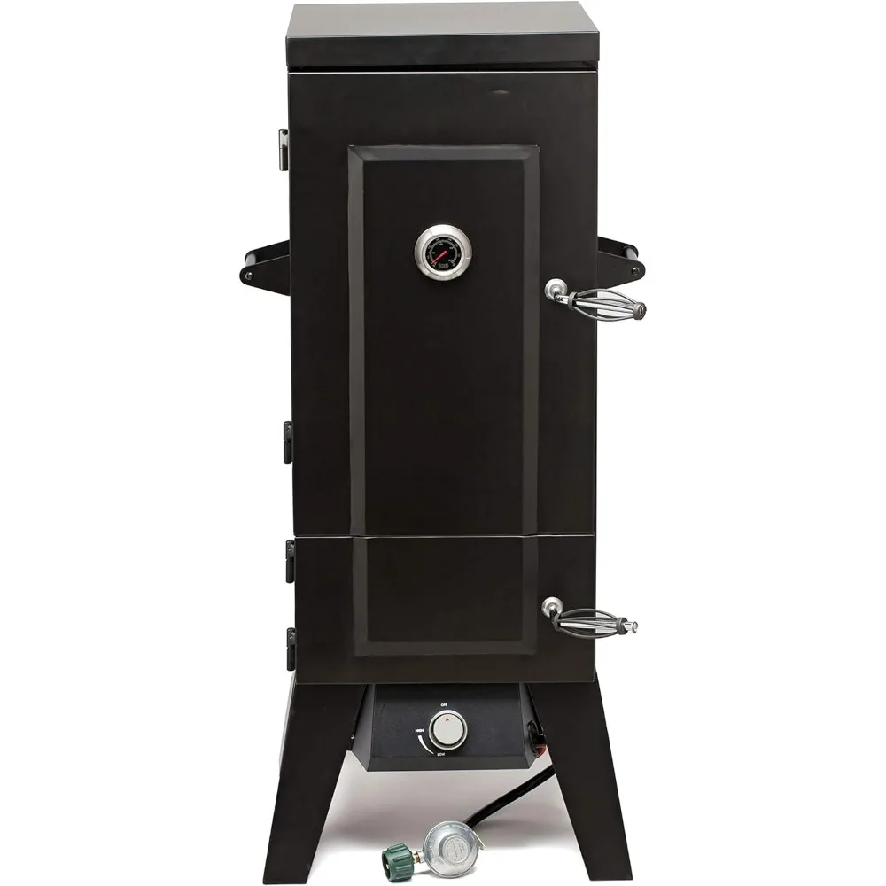 Smoker, Vertical Propane Smoker with Temperature & Smoke Control, Four Removable Shelves, 36