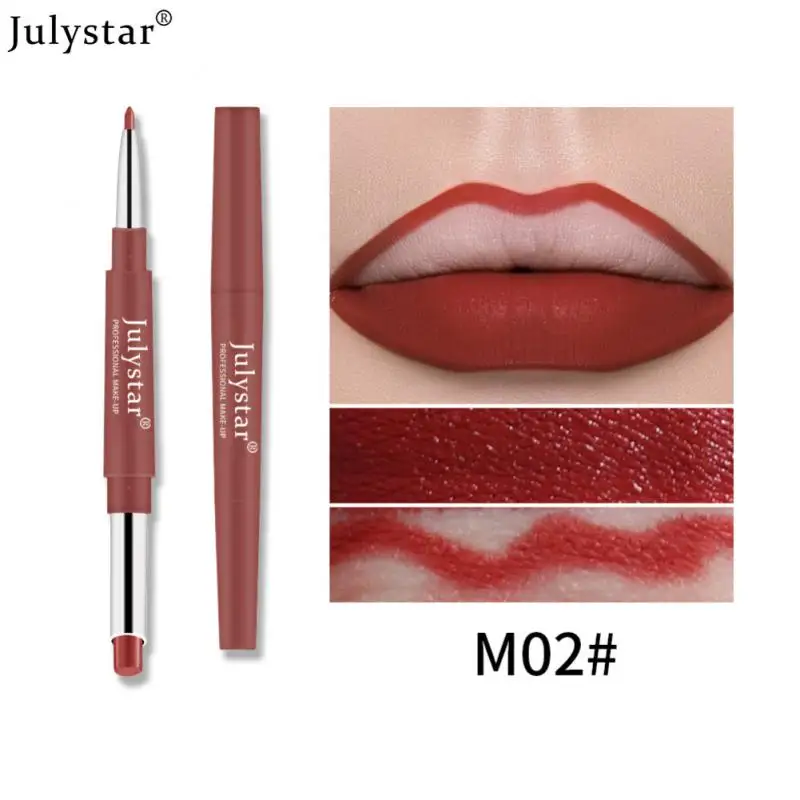 Single Double-ended Lipstick Pen Lip Liner Non-stick Cup Not Easy To Decolorize Matte Lipstick Portable Female Makeup Cosmetics