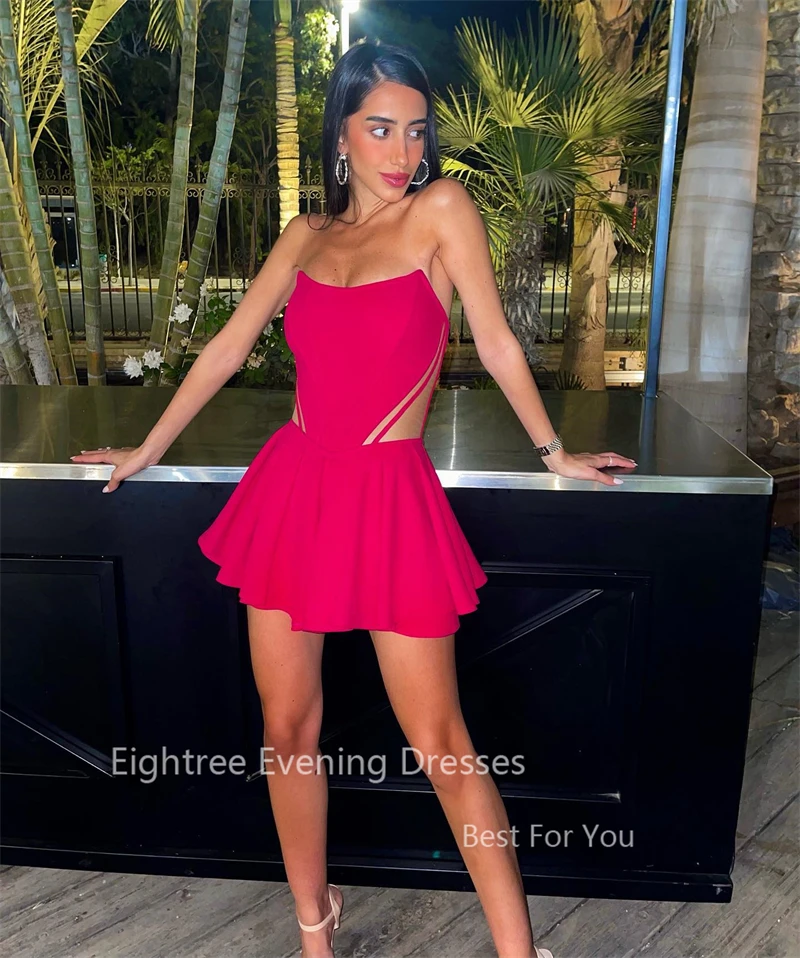 Eightree Sexy Mini A Line Cocktail Dresses Prom Gowns Club Night Dress See Through Short Israel Party Gowns העידו אירוע שמלות