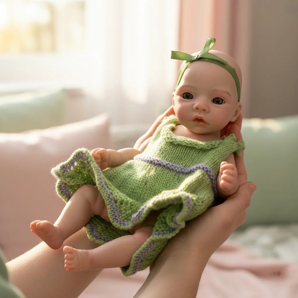 25CM Angel Girl Silicone Bebe Reborn Doll Handmade Painted Full Body Soft Silicone Newborn Baby Doll With Adorable Dress For Kid