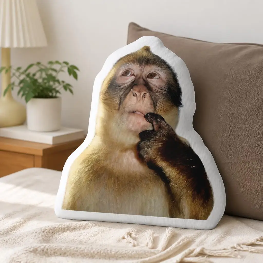 Funny Monkey Thinking Meme Plush Pillow Cushion Irregular Stuffed Throw Pillow Home Decor Gift Sofa Bed Couch