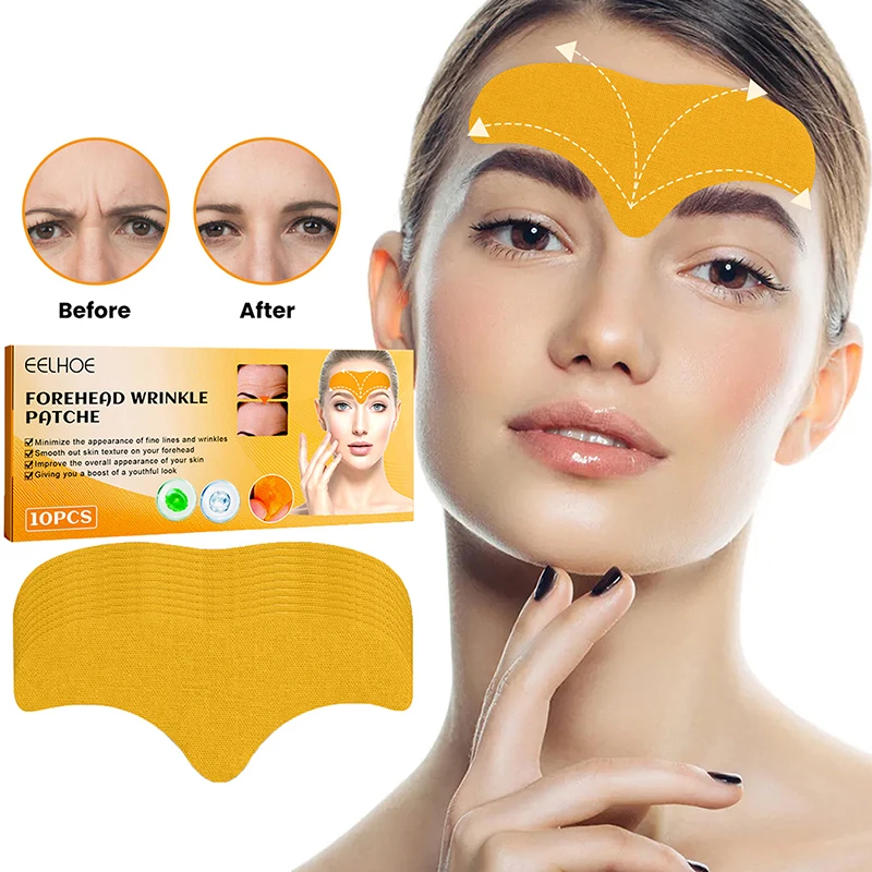 Patch anti-déformable pour l'élimination de la ligne frontale, masque raffermissant, autocollants de traitement des lignes de froncement du front, anti-âge, peau liftante, boîte de 10 pièces