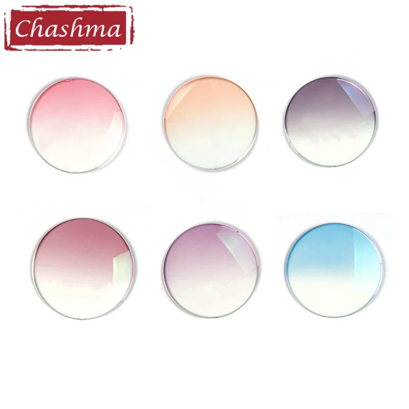 Chashma Brand Quality Anti Reflection UV 400 Prescription 1.67 Index Thin Tint Lens Purple Pink Gray Colored Lenses