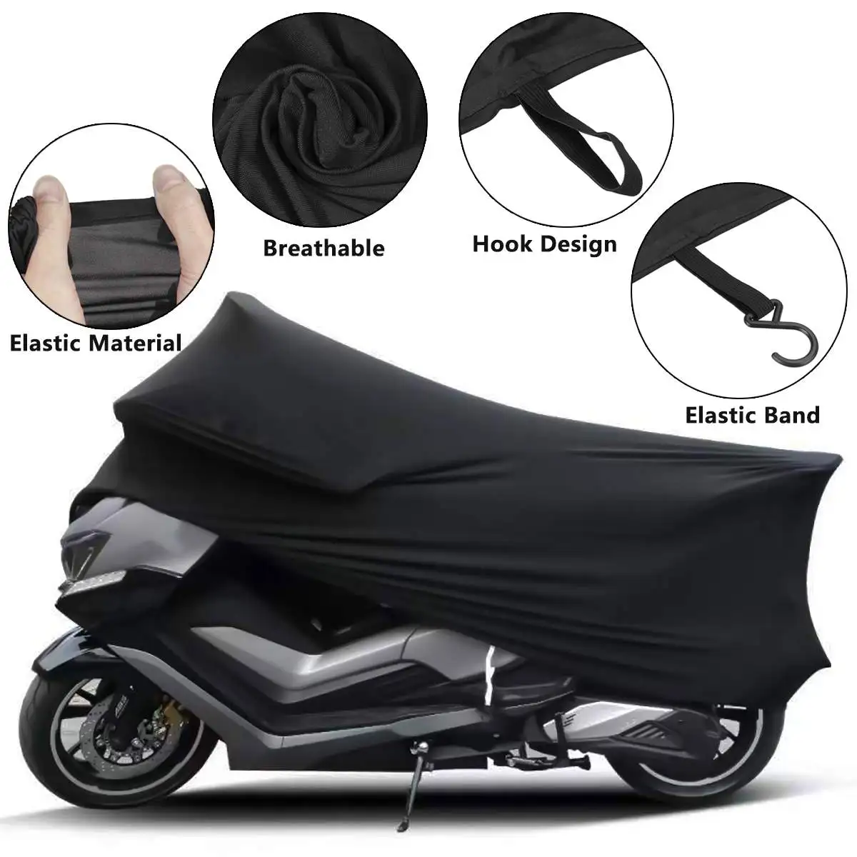 Universal Motorcycle Covers Anti-UV Protector Indoor Outdoor Bike Motor Scooter Dust-proof Cover Elastic Fabric