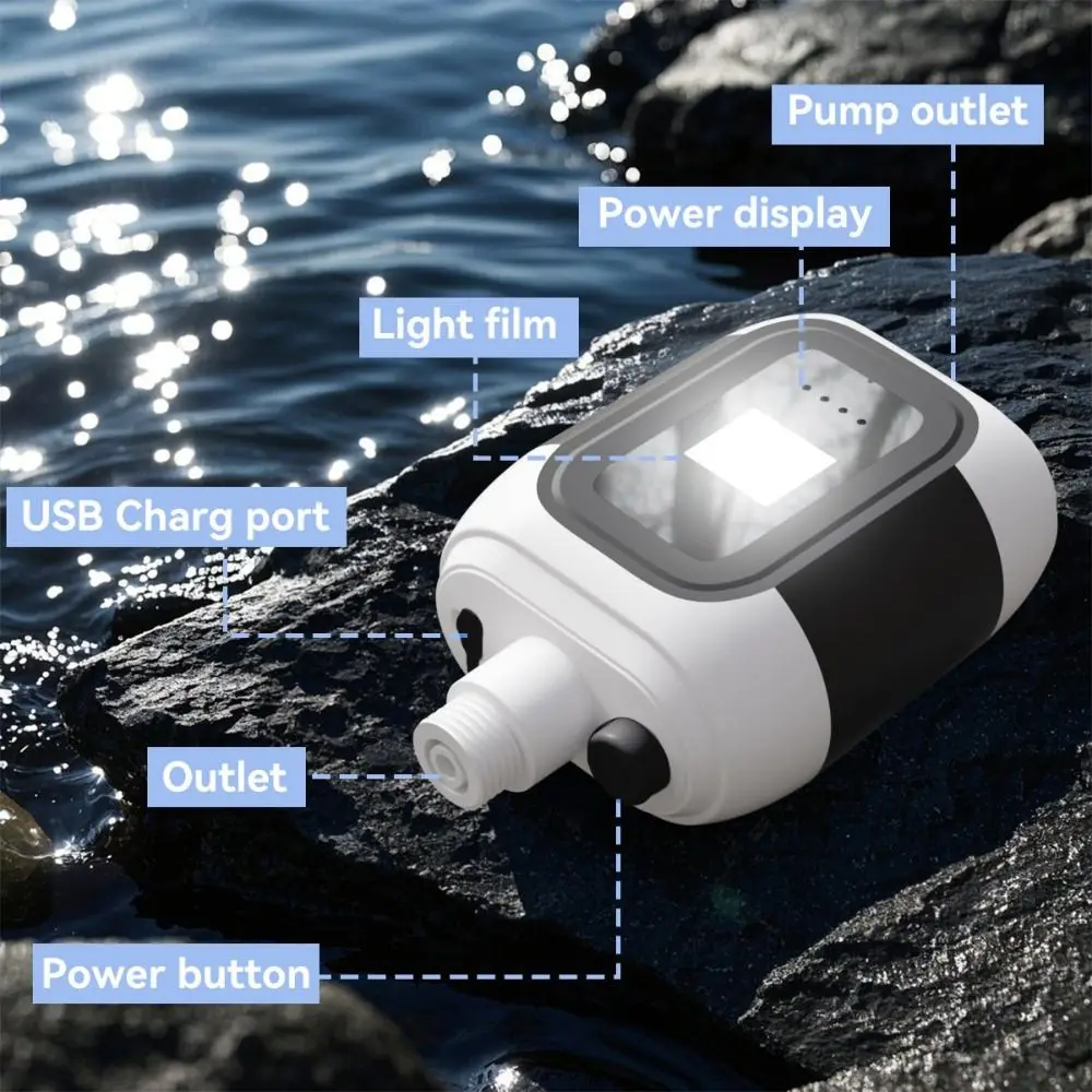 

Portable Camping Electric Shower Head Waterproof USB Rechargeable Handheld Shower Pump Multifunction with Light