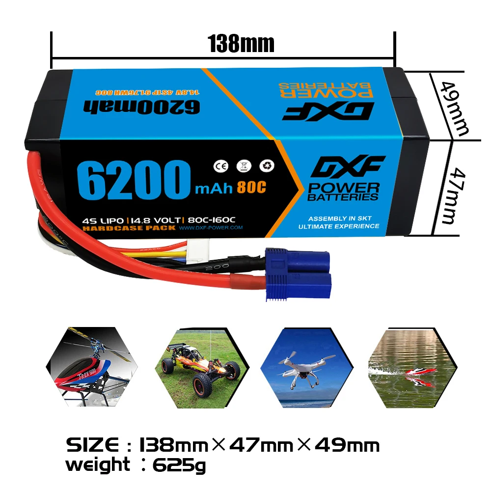 DXF 4S 14.8V 15.2V 4S 5200mah 6200mah 6500mah 7000mah 7200mah 7500mah 8000mah 8400mah 9200mah Hardcase 5mm 1/8 Buggy RC Truck