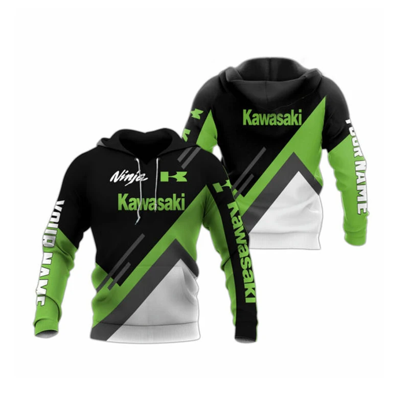 Nowa wiosenna i jesienna bluza z nadrukiem 3D Kawasaki Ninja do jazdy motocyklem Off-Road Extreme Sports Adventure Unisex Fashion Hoodie