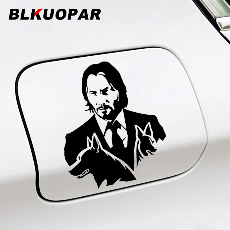 BLKUOPAR Movie John Wick and His Dog A Professional Handsome Assassin Silhouette Car Stickers Trunk Helmet Decals Laptop Lable