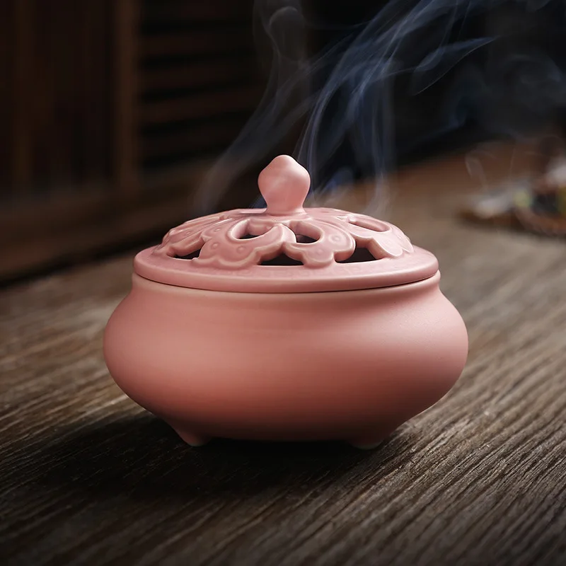 Vintage Fugui Flower Circular Fragrant Incense Burner - Decorative Melting Furnace Seven Color Incense Burner Handicrafts