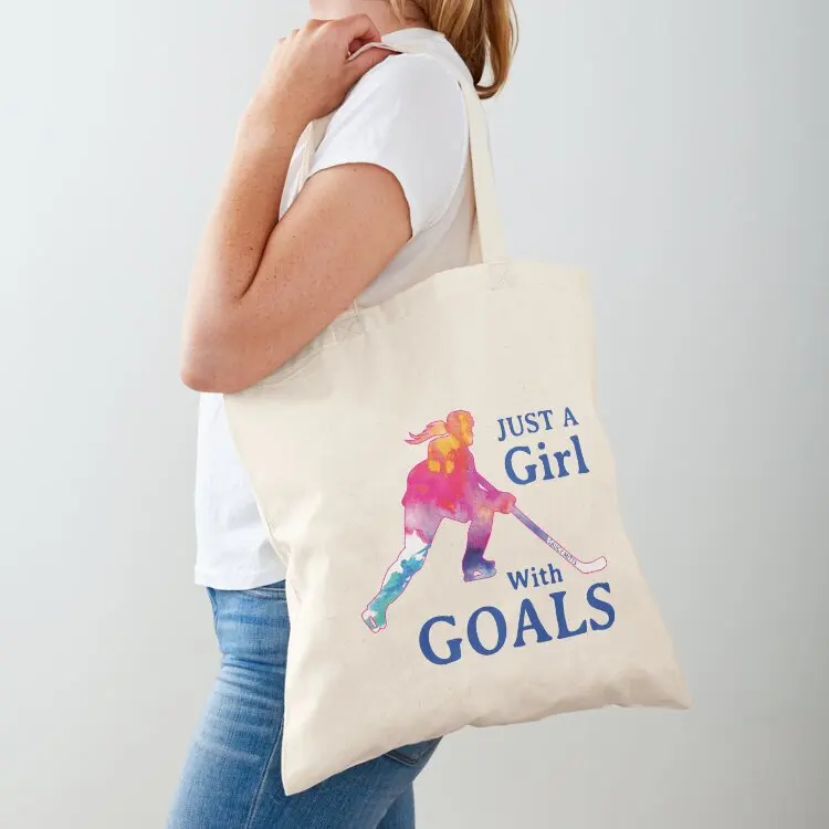Just a Girl with Goals Hockey Watercolor Tote Bag bags for women Shopper handbag shopper bags
