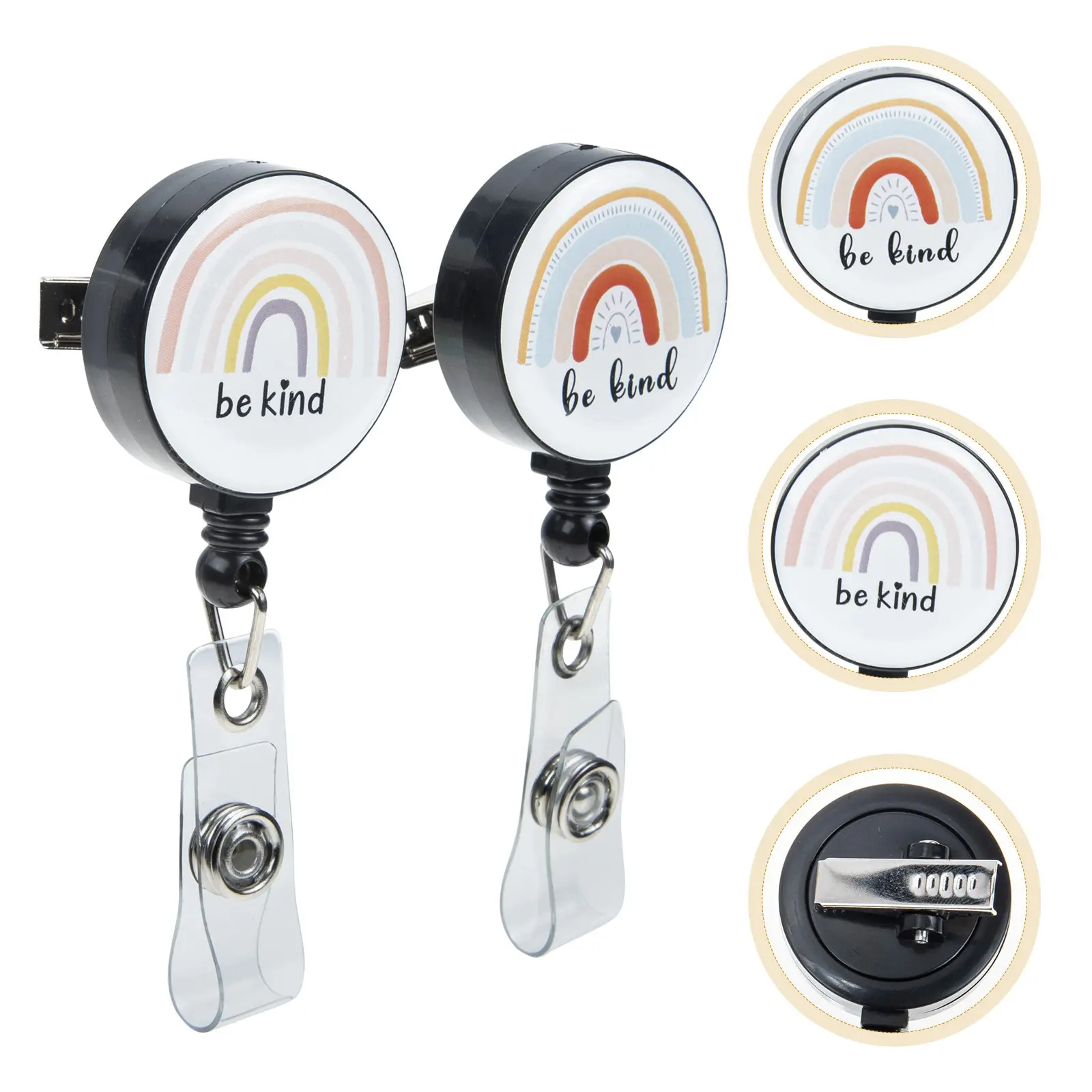 

Набор из 2 выдвижных держателей для бейджей из радужной смолы с кольцом для ключей для медсестер, учителей, студентов, офисных работников, персонала больниц