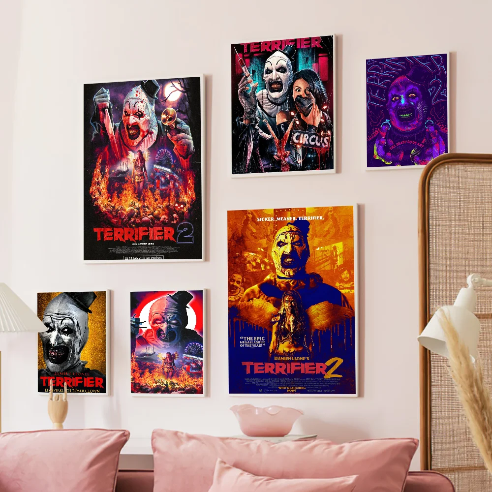 

2022 T-Terrifier 2 Classic Vintage Posters Whitepaper Prints Posters Artwork Kawaii Room Decor