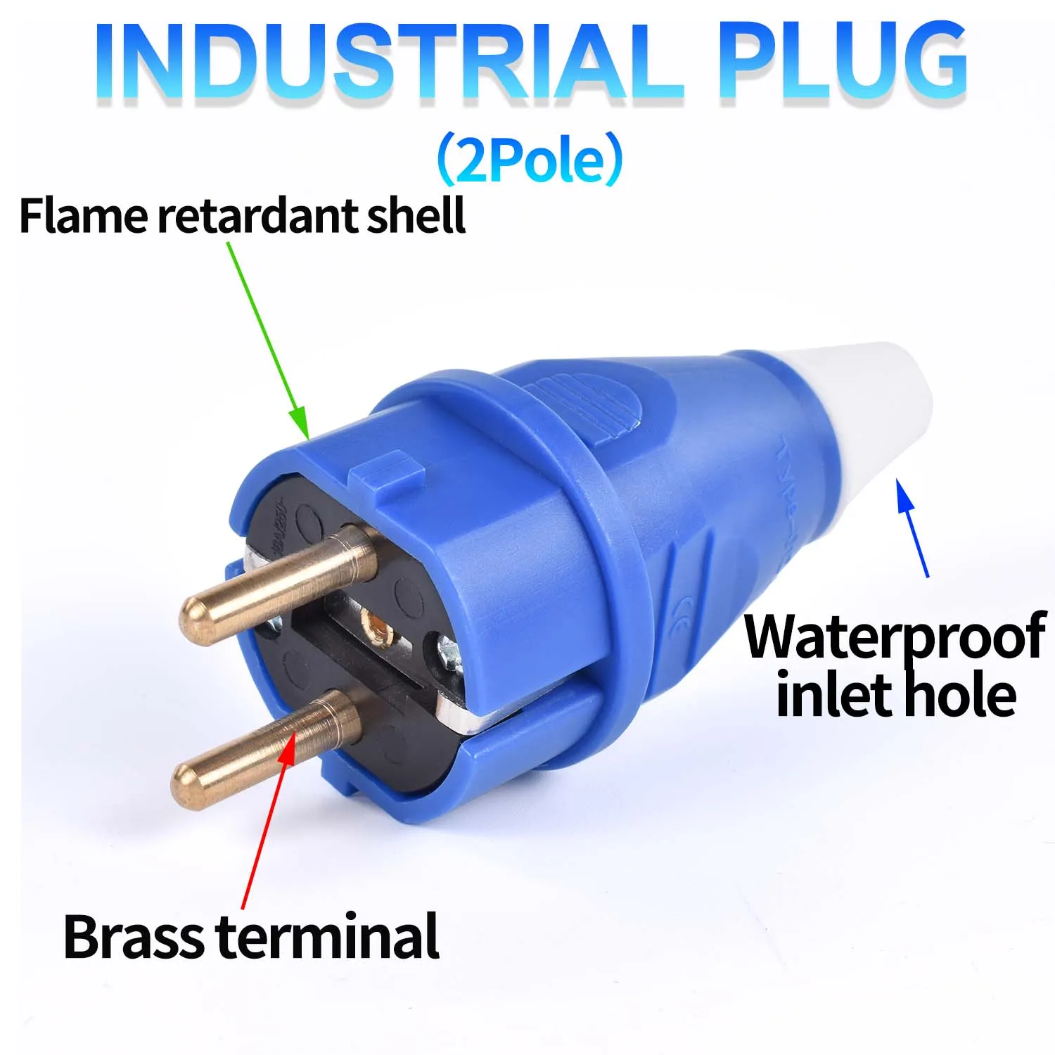 EU. Industrial Plug  fly Socket SCHUKO waterproof 2PIN 16A IP44 IP54 Concealed/Wall Surface Mounted Socket 200V 250V MALE FEMALE