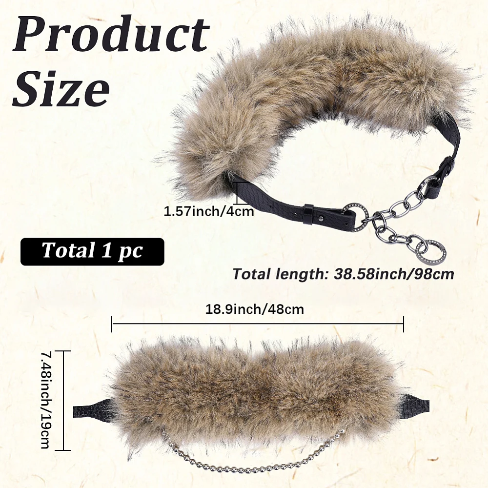 PU Leather Faux Fur Waist Belt Women Western Rivet Chain Brown Medieval Wide Belt Vintage Punk Aesthetic Adjustable Alloy Viking