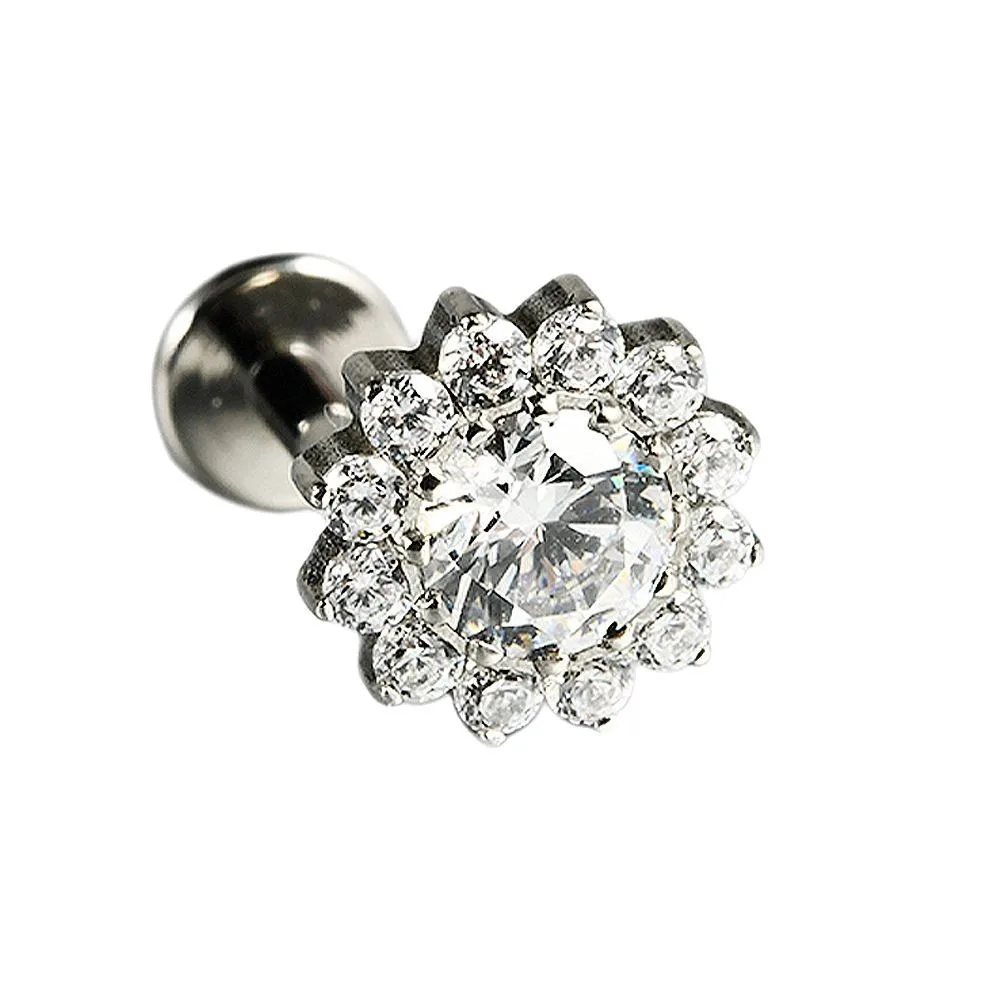 1 قطعة ASTM F136 G23 التيتانيوم زهرة الزركون القرط مربط داخليا الخيوط Labret الأذن الشفاه الزنمة اللولب الغضروف ثقب المجوهرات