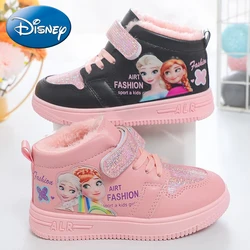 Disney Cartoon Frozen 2 Princess Elsa Women's Sneakers Versatile Warm Plush Board Shoes Student Leisure Shoes Winter New