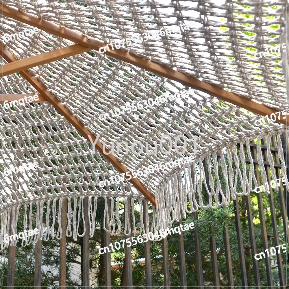 Imagem -06 - Bohemia Cotton Rope Macramé Parasol Pólo de Madeira Artesanal Canopy Tecido Guarda-chuva de Praia com Franja Macramé 2.5m