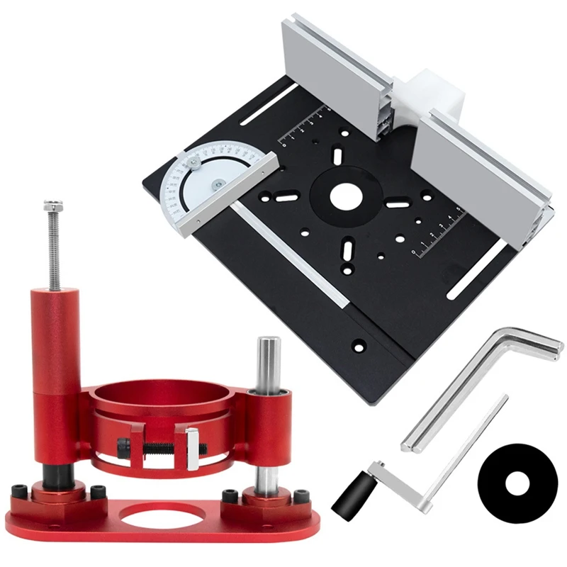 Router Lift Aluminum Alloy Router Lift Aluminum Router Table Insert Plate Kit-Wood Router Lifting Base For DIY Working Tool