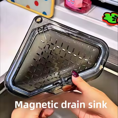 Magnetic Quick Detachable Sink Drain Basket Filter Openable Bottom Cover Anti Leak Clogging Strainer for Kitchen Sink Easy Clean