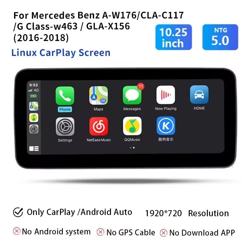 12,8 inch draadloze Carplay autoradio Android 14 voor Mercedes Benz CLA C117 X117 X156 W176 2013-2019 multimediascherm GPS autoradio