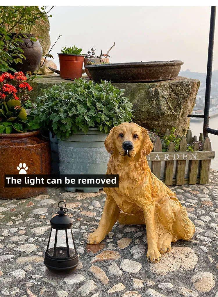 Solar Garden Decorative Light Lifelike Dogs Outdoor Lighting Resin Dog Statue Led Night Light For Pathway Yard Garden Decoration