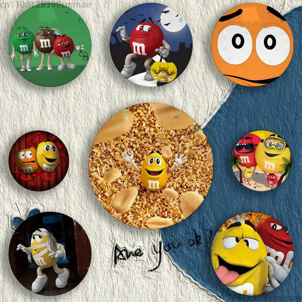 

M-M&Ms Chocolate Pins 58mm Cute Cartoon Badge Handmade Brooches for Backpack Accessories Jewelry Gifts