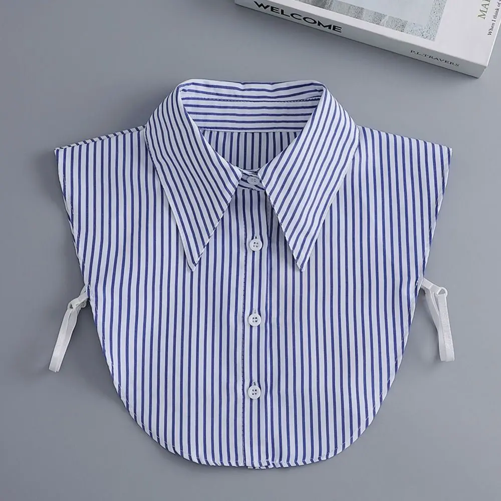 New Detachable Fake Collar Blue Stripes False Collar Neckline Women Girls Ties&Bows