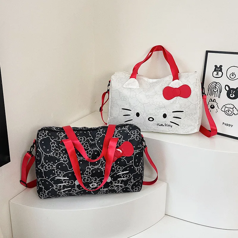 Аниме персонаж Hello Kitty, большая вместительная сумка на плечо, Kawaii, дорожная портативная сумка для хранения косметики и одежды, подарок