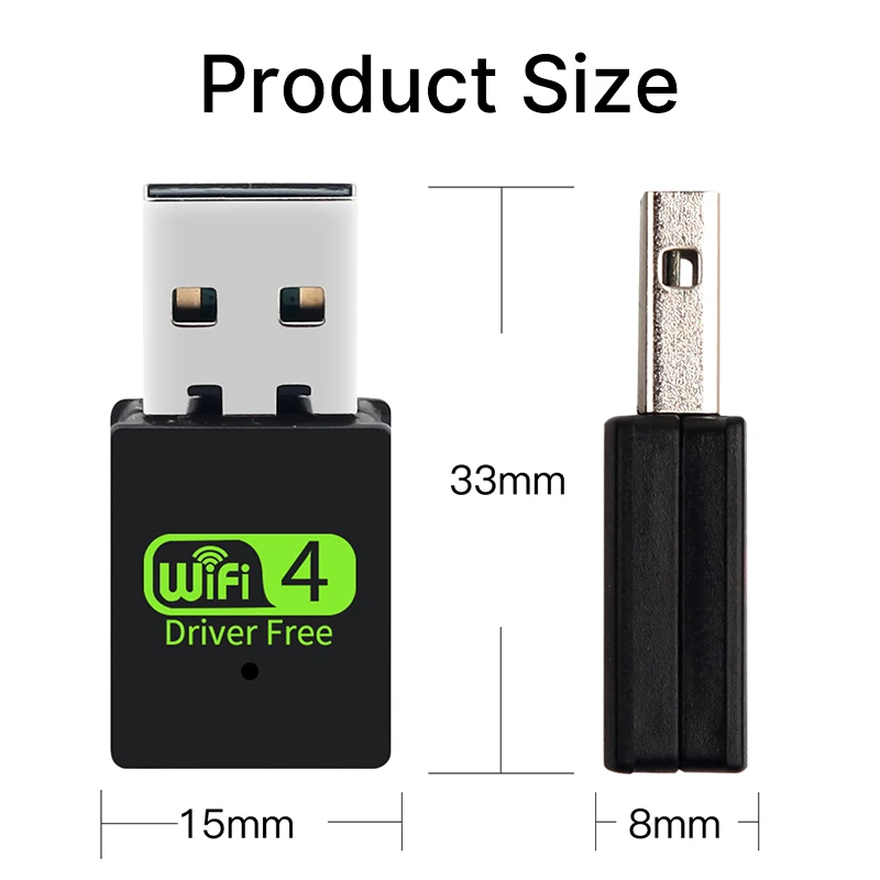 300Mbps WiFi USB 2.0 Adapter 2.4Ghz Wireless Network Card 802.11n Ethernet For PC/Laptop For Windows 7/8/10/11 Driver Free