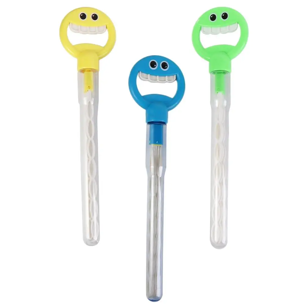 Sorrindo Face Bubble Stick para crianças, Handheld Bubble Wand, Bubble Blower Maker, Atividade ao ar livre, Fun Soap Blowing Tool, 32 buracos