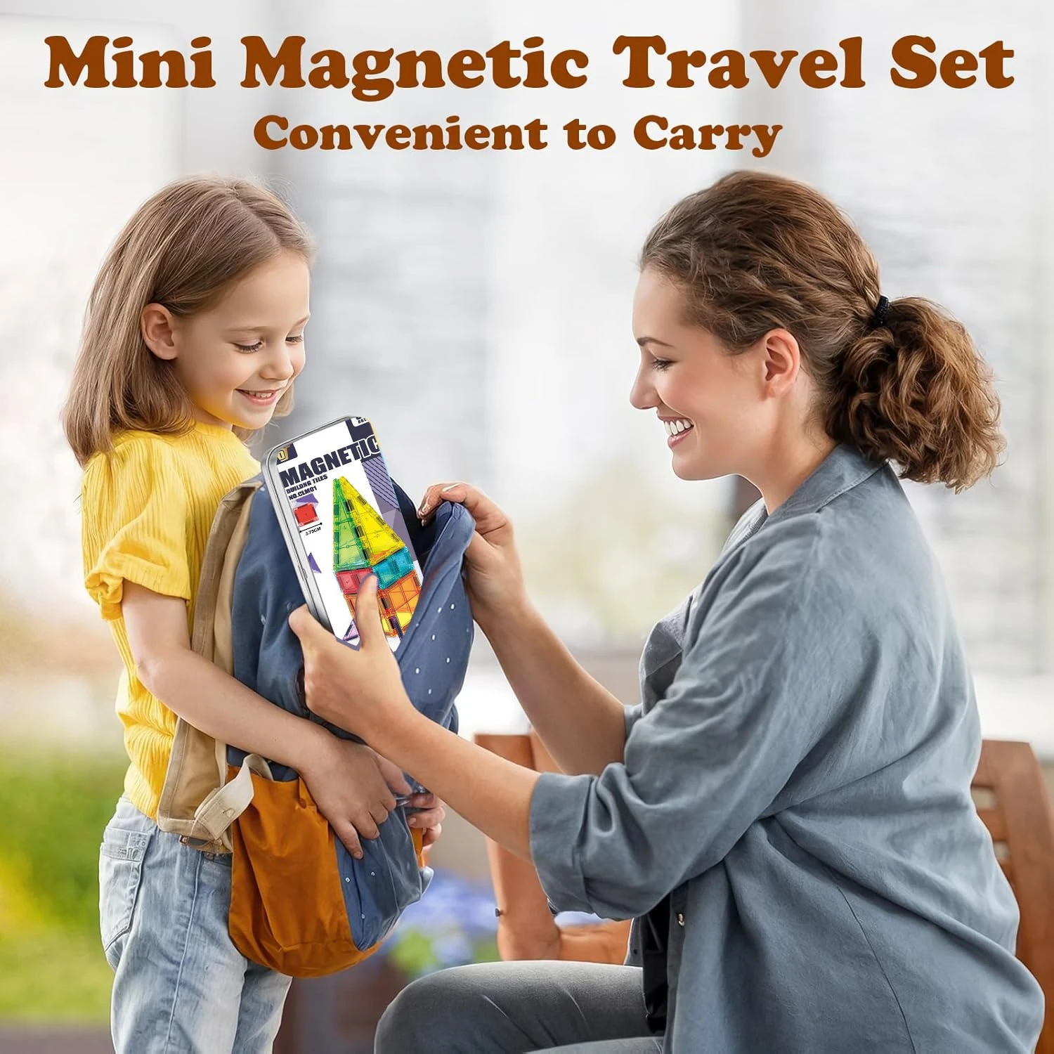 Mini blocos magnéticos de cor aleatória com caixa de ferro, blocos de construção magnéticos de viagem para crianças, brinquedos de blocos de construção magnéticos