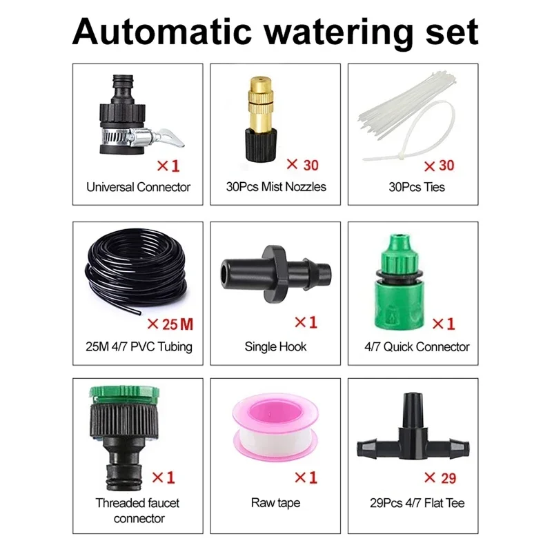 Greenhouse 5-25M Outdoor 1/4 Brass Atomizer Misting Cooling System Automatic Watering Nozzle Set Copper Nozzle Drip Irrigation