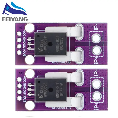 50A 100A Hall Capteur de Courant Tech Linéaire Analogique AC DC 3.3V-5V ACS758 ACS758LCB-050B 100B-PFF-T Pour Ardu37RC Modèle Connecteur