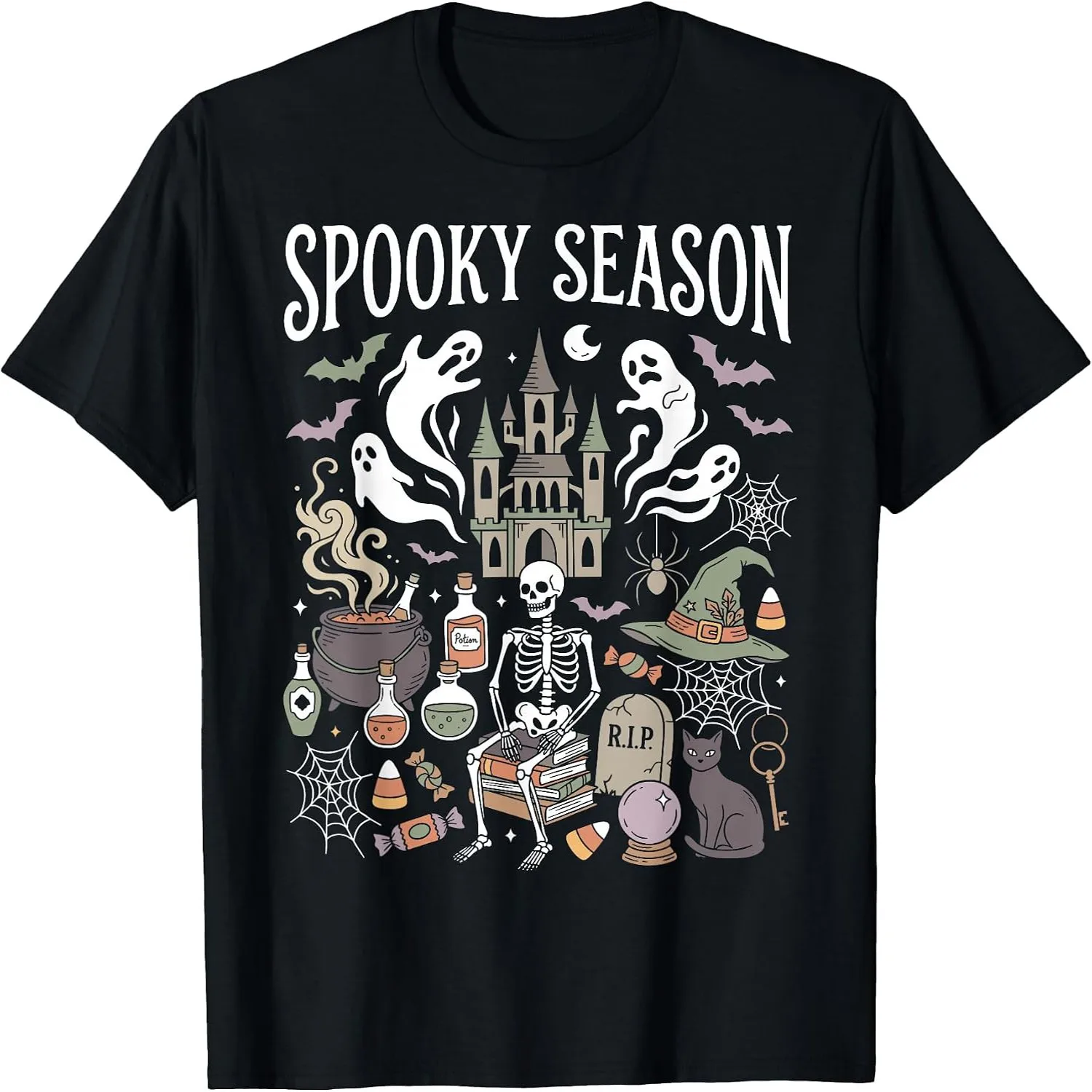 Spooky Season Skeleton Ghost Halloween T-Shirt