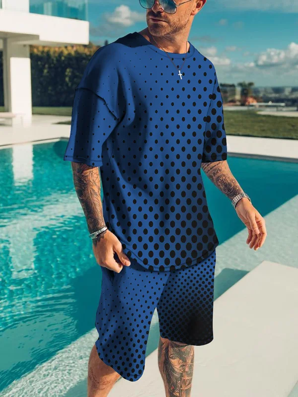 

Casual Simple 3D Printed T-irt Set ort Sve Polyester Fiber Summer Youth Faion Sportswear Ensemble