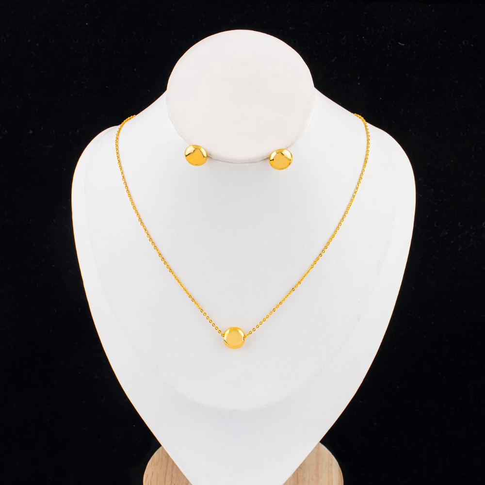 Women's Italian Gold Color Necklace & Earrings Set