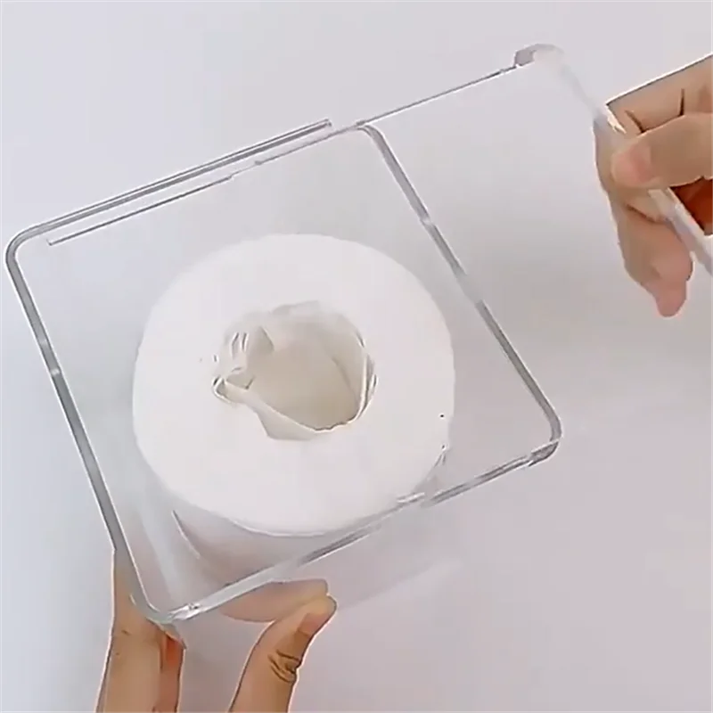 

Hotel Restaurant Wash Towel Storage Box Paper Tube Toilet Roll Paper Tube Paper Drawer Box Transparent Acrylic Tissue Box